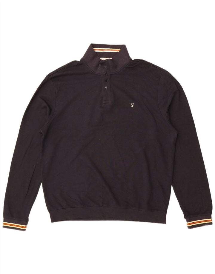 Farah Herren-Pullover mit Knopfleiste, moderne Passform, 2XL, Marineblau, Baumwolle