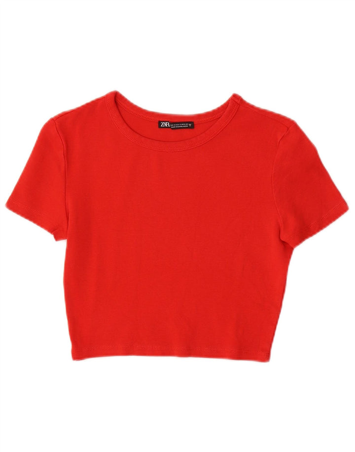 ZARA Damen Crop T-Shirt Top UK 8 Small Rot