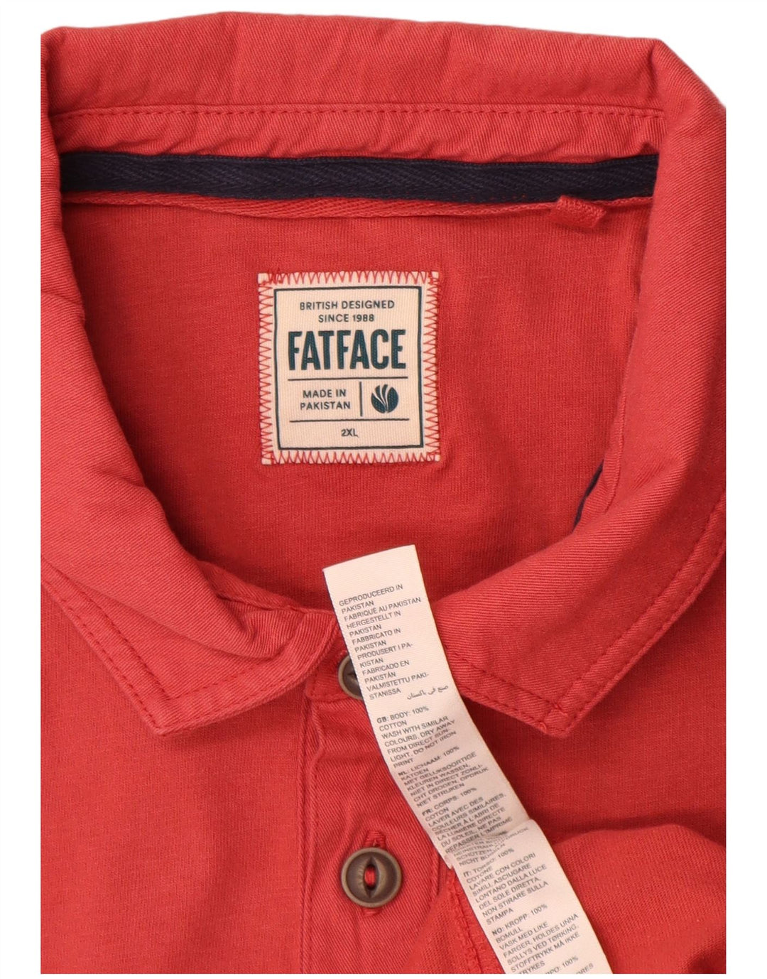 Fat Face Herren Poloshirt 2XL Rot Baumwolle
