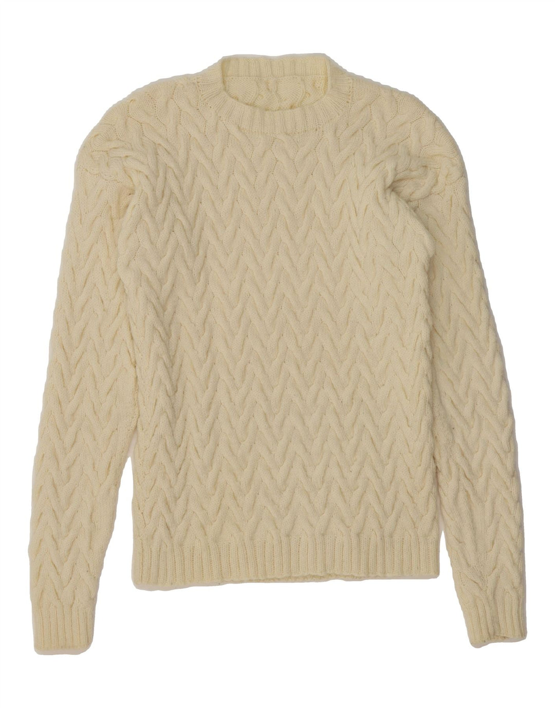 VINTAGE Womens Crew Neck Jumper Sweater UK 12 Medium Off White Vintage Vintage and Second-Hand Vintage from Messina Hembry 