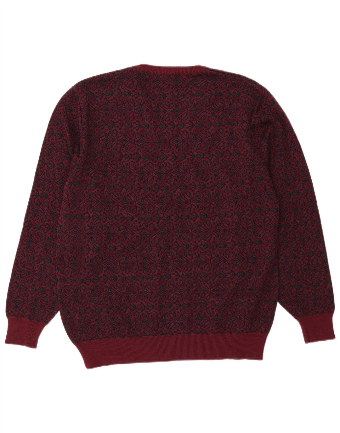 Mapier Herren-Pullover mit V-Ausschnitt, mittelgroße Burgunder-Fair-Isle-Wolle