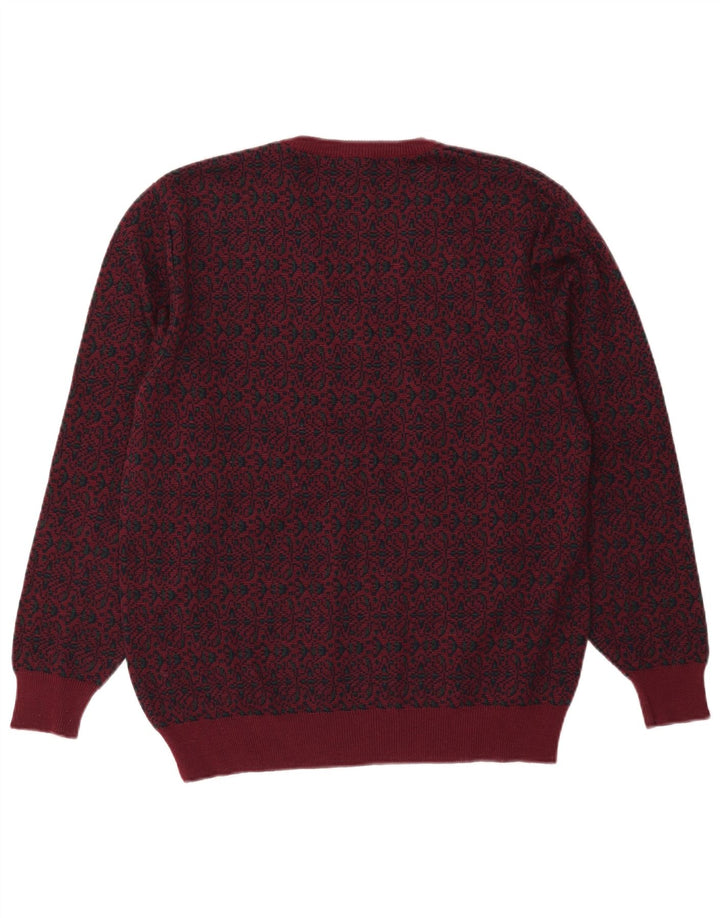 Mapier Herren-Pullover mit V-Ausschnitt, mittelgroße Burgunder-Fair-Isle-Wolle