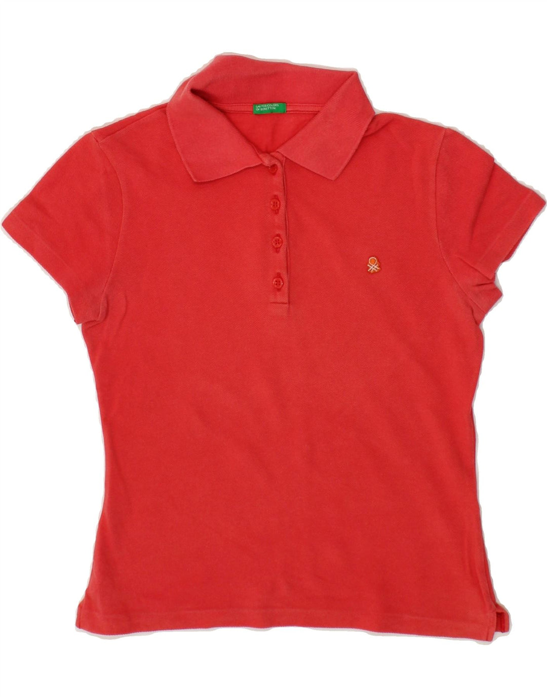 BENETTON Girls Polo Shirt 11-12 Years Red Vintage Benetton and Second-Hand Benetton from Messina Hembry 