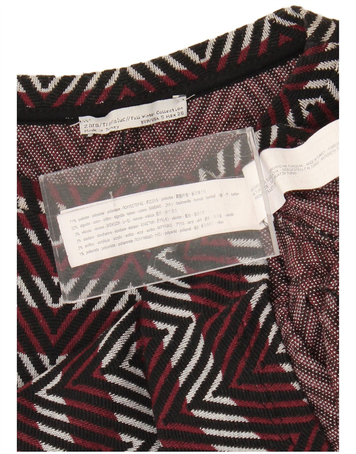 Zara Damen Trafaluc Basic Kleid UK 8 Small Burgundy Chevron Polyester