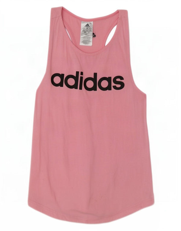Adidas Damen Graphic Vest Top UK 4/6 XS Rosa Baumwolle