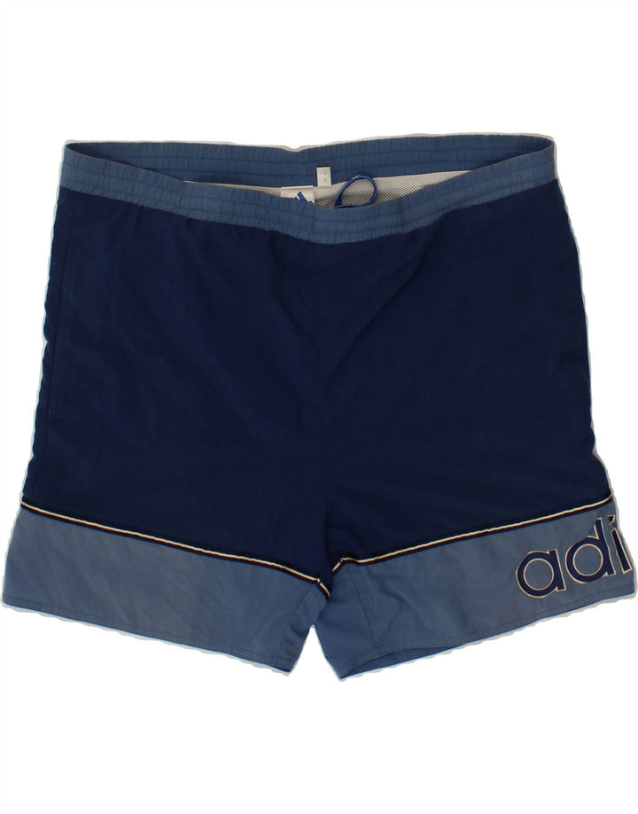 ADIDAS Mens Graphic Sport Shorts Medium  Navy Blue Colourblock Vintage Adidas and Second-Hand Adidas from Messina Hembry 