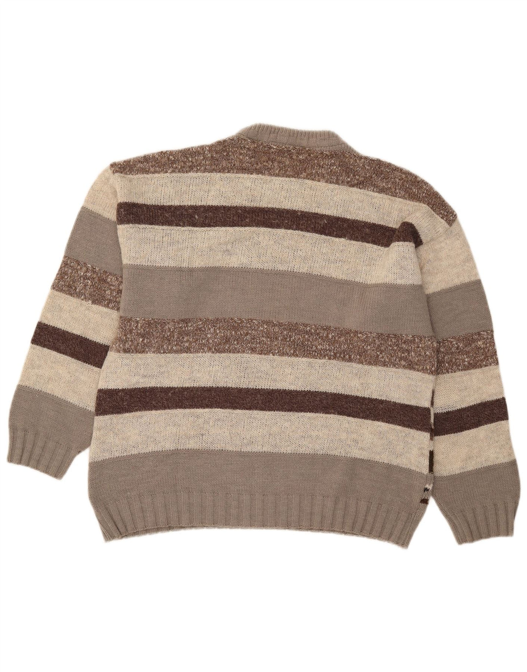 Vintage Herren Pullover mit Rundhalsausschnitt IT 50 Mittelbraun Geometrisch