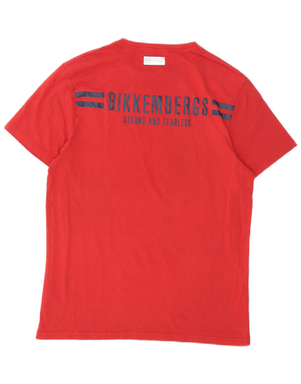 Bikkembergs Herren-T-Shirt mit Grafik, Größe L, aus roter Baumwolle
