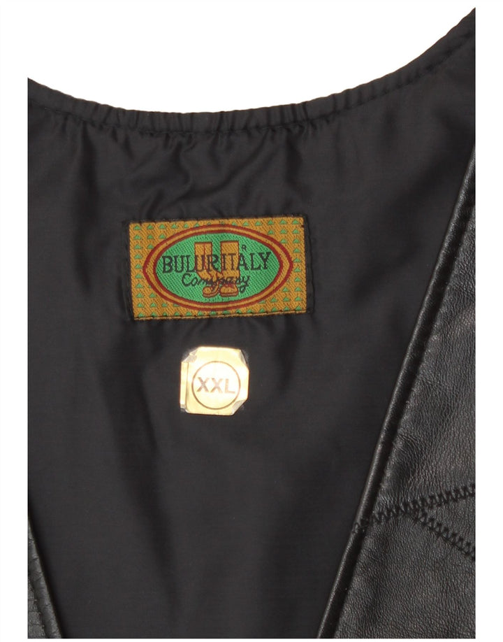 Vintage Damen Lederweste 2XL Schwarz Patchwork Biker