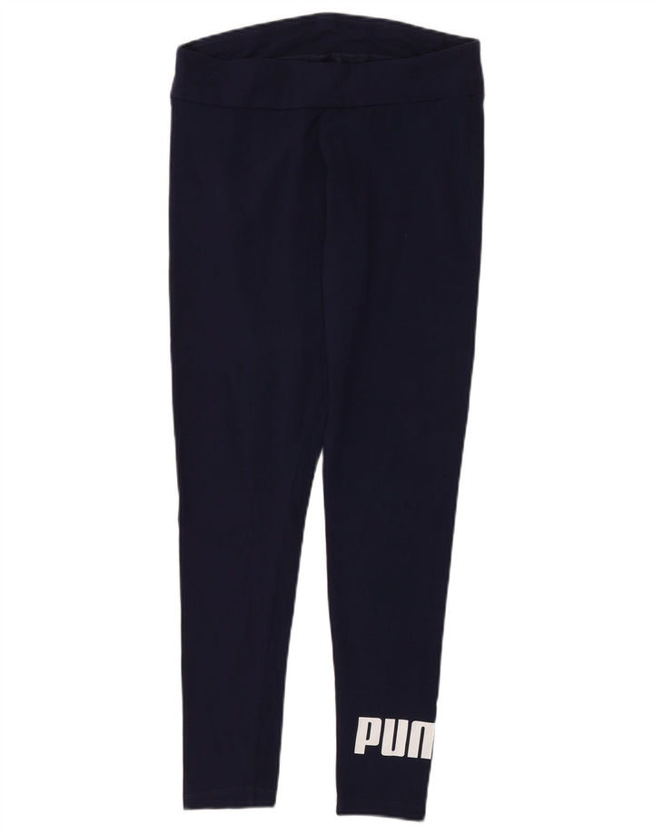 Puma Womens Graphic Leggings UK 12 Medium Marineblau Baumwolle