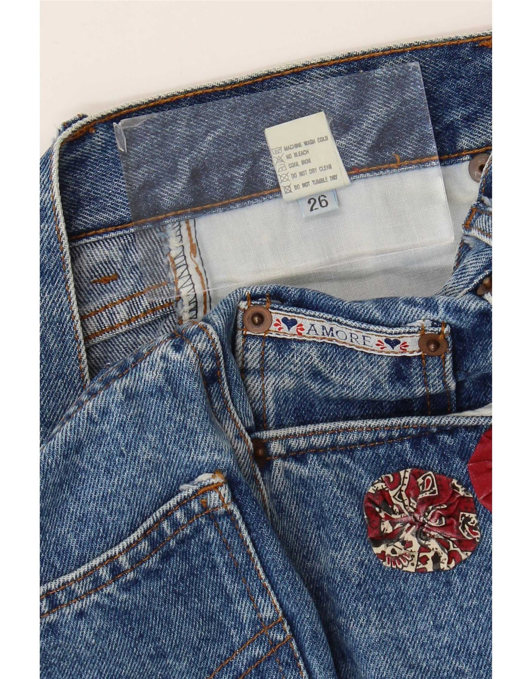 Vintage Damen Jeansrock W26 Kleine blaue Baumwolle
