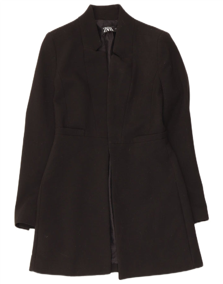 Zara Womens Open Overcoat UK 6 XS Schwarz Polyester