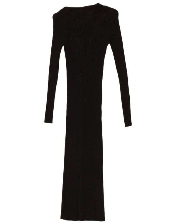 Zara Damen Langarm-Pulloverkleid UK 10 Small Schwarz
