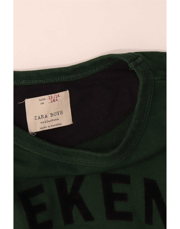 Zara Jungen Weekend Graphic Sweatshirt Pullover 13-14 Jahre Grün