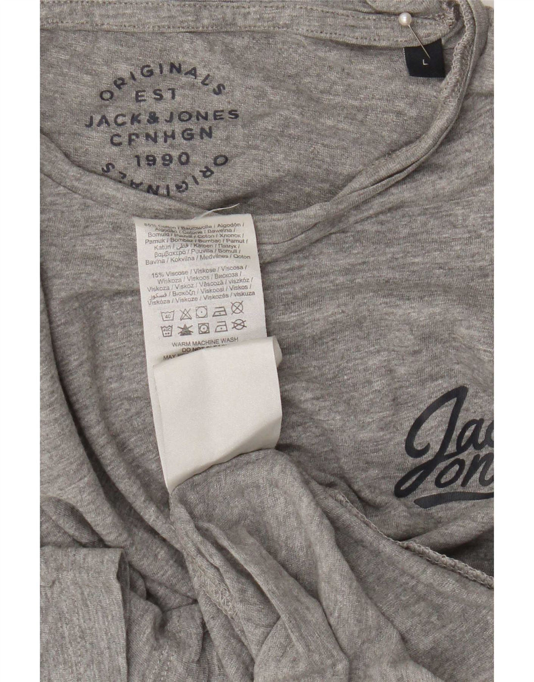 Jack & Jones Herren-T-Shirt mit Grafik, Größe L, Grau, Baumwolle