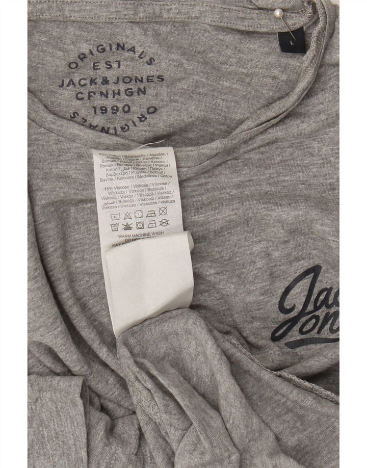 Jack & Jones Herren-T-Shirt mit Grafik, Größe L, Grau, Baumwolle