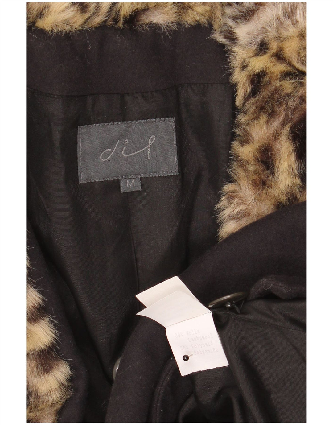 Vintage Damen Crop Blazer Jacke UK 14 Medium Schwarz Animal Print