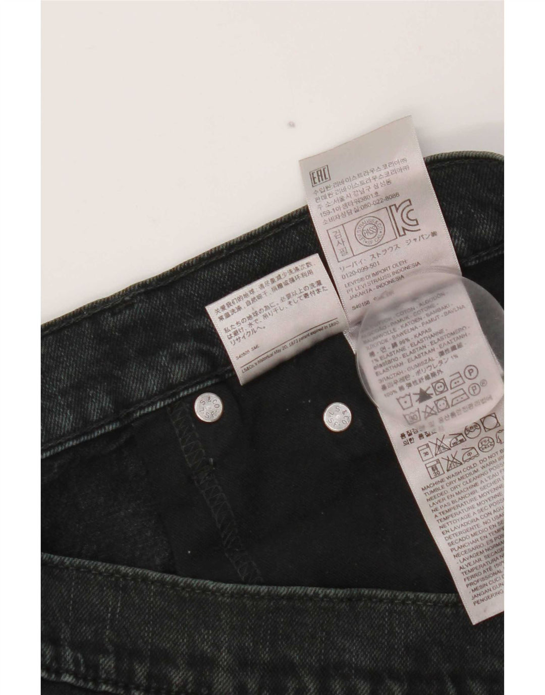 Levi's Herren Straight Jeans W34 L32 Schwarze Baumwolle