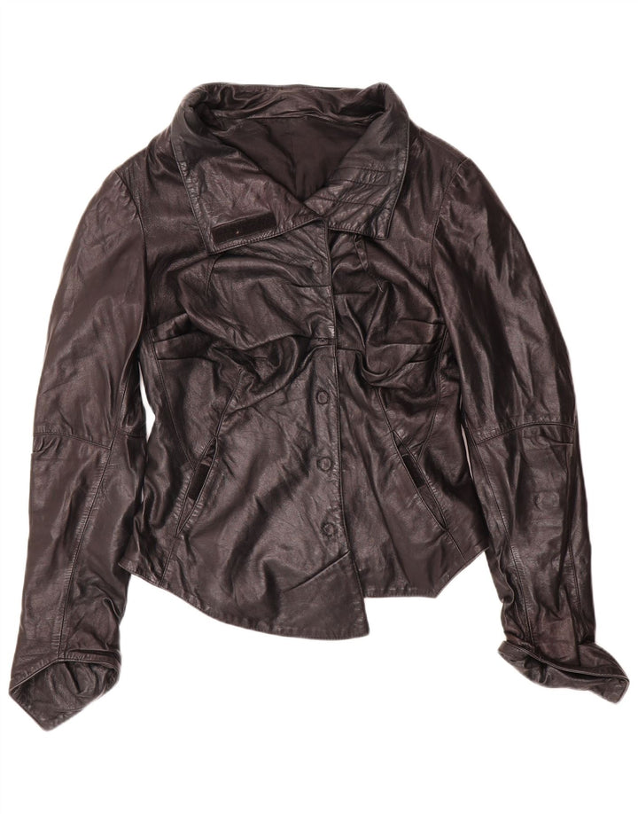 Vintage Damen Leder Bikerjacke UK 12 Medium Schwarz