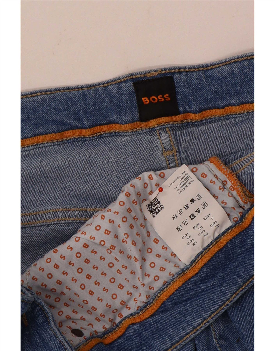 Hugo Boss Herren Straight Jeans W44 L32 Blaue Baumwolle