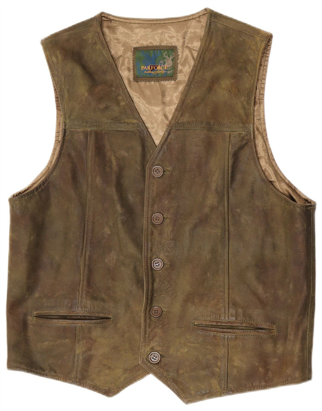 Parforce Herren Lederweste Medium Khaki Leder