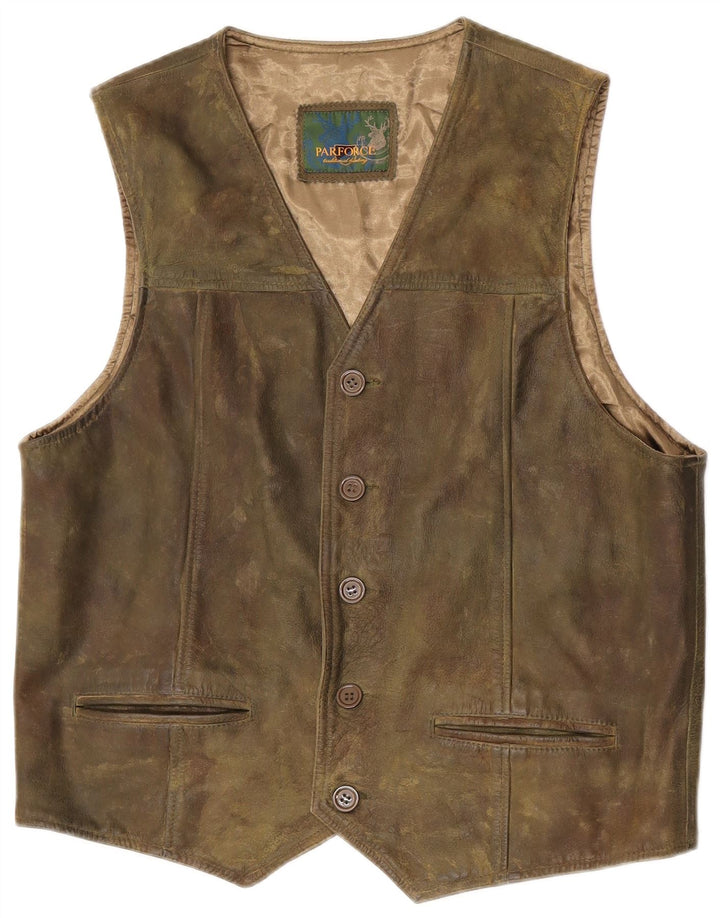 Parforce Herren Lederweste Medium Khaki Leder
