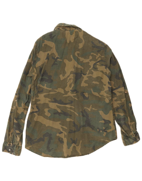 Zara Damen-Militär-Jeanshemd, Gr. 44, groß, grüne Tarnung