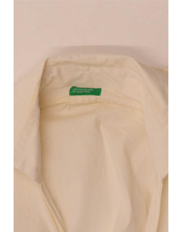 Benetton Damen-Hemdbluse in Wickeloptik, UK 12, Mittelweiß