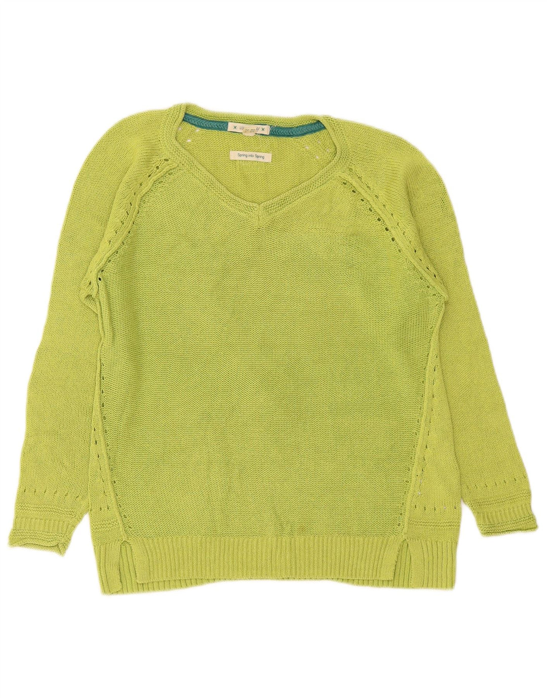 White Stuff Damen-Pullover mit V-Ausschnitt, Gr. 8, Grün, Baumwolle