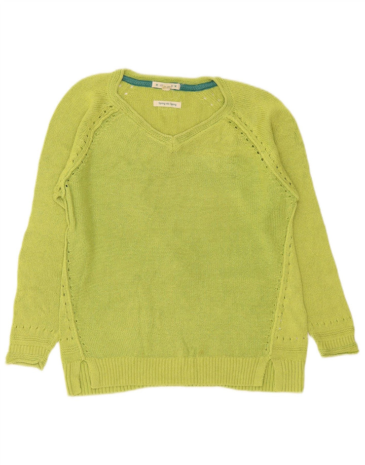 White Stuff Damen-Pullover mit V-Ausschnitt, Gr. 8, Grün, Baumwolle