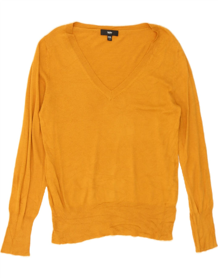 MOSSIMO Womens V-Neck Jumper Sweater UK 20 2XL Orange Nylon Vintage Mossimo and Second-Hand Mossimo from Messina Hembry 