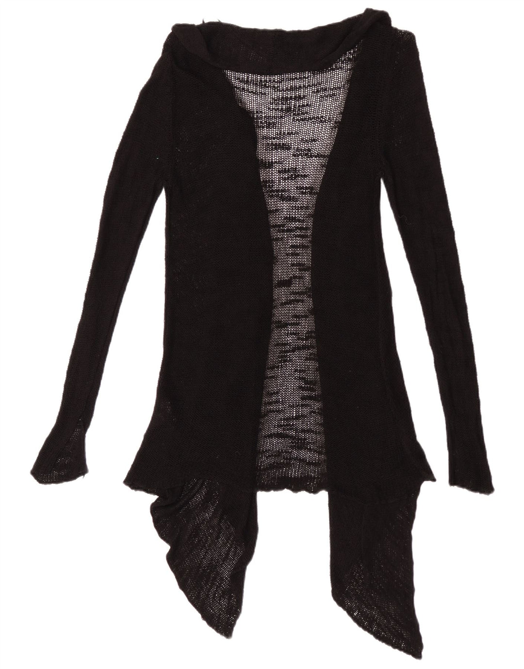 Zara Damen Durchsichtiger offener Cardigan-Pullover UK 12 Mittelschwarze Viskose