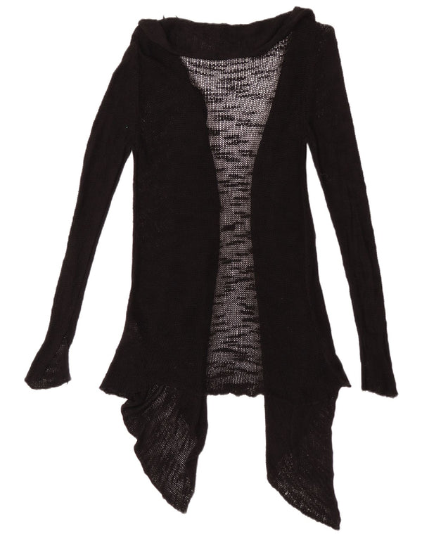 Zara Damen Durchsichtiger offener Cardigan-Pullover UK 12 Mittelschwarze Viskose