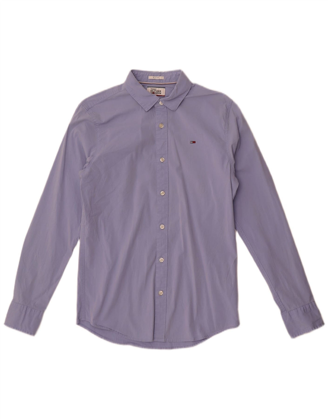Tommy Hilfiger Herren-Slim-Fit-Hemd aus mittelblauer Baumwolle