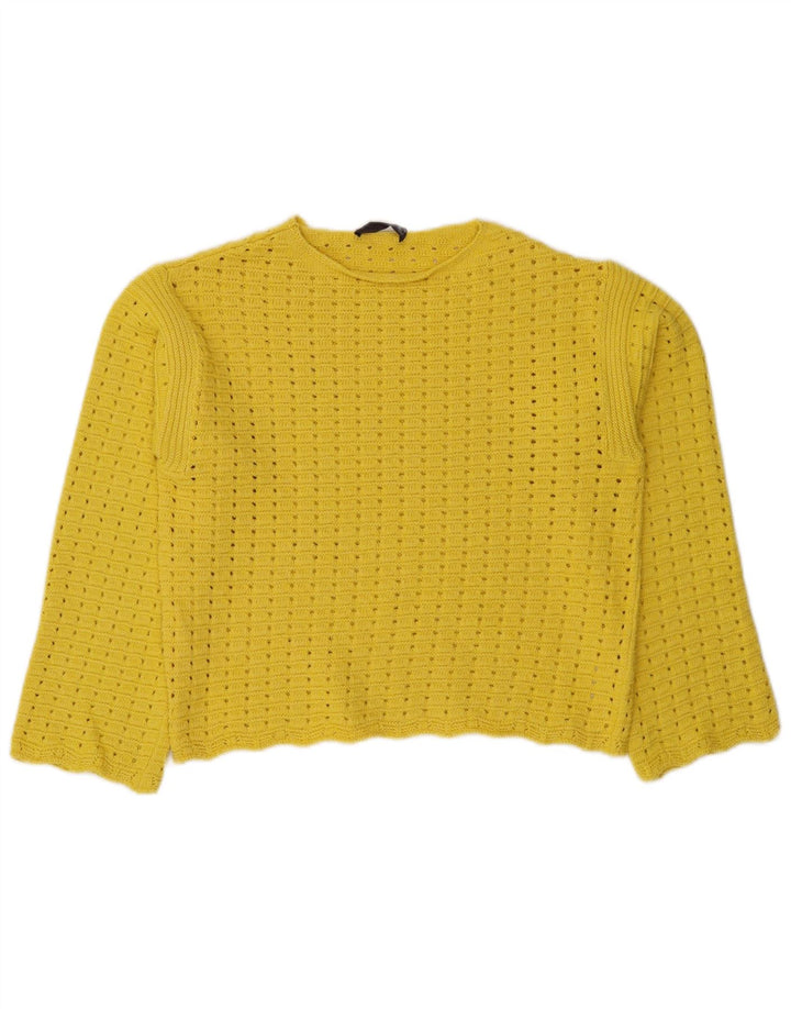Marks & Spencer Damen Crop Pullover mit U-Boot-Ausschnitt, Gr. 14, Mittelgelb