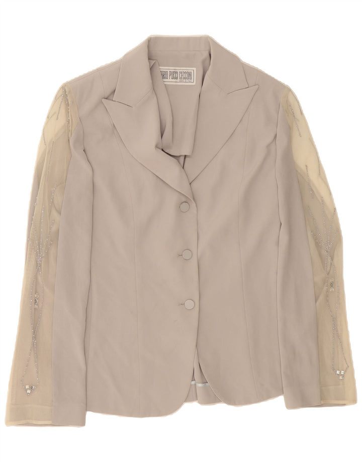 MARIO PUCCI CECCONI Womens Blazer Jacket IT 44 Medium Grey Colourblock Vintage Mario Pucci Cecconi and Second-Hand Mario Pucci Cecconi from Messina Hembry 