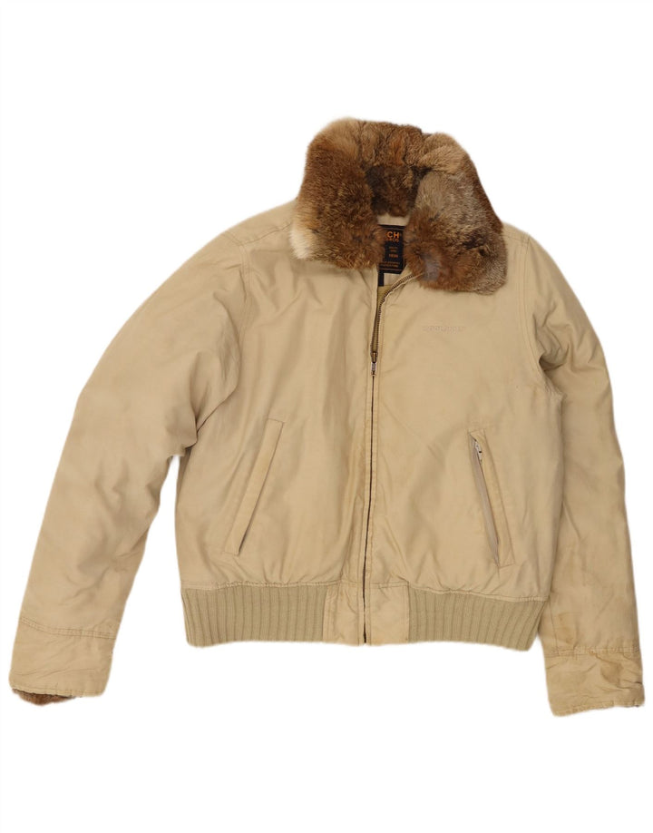 Woolrich Damen Wattierte Jacke UK 14 Mittelbeige Baumwolle