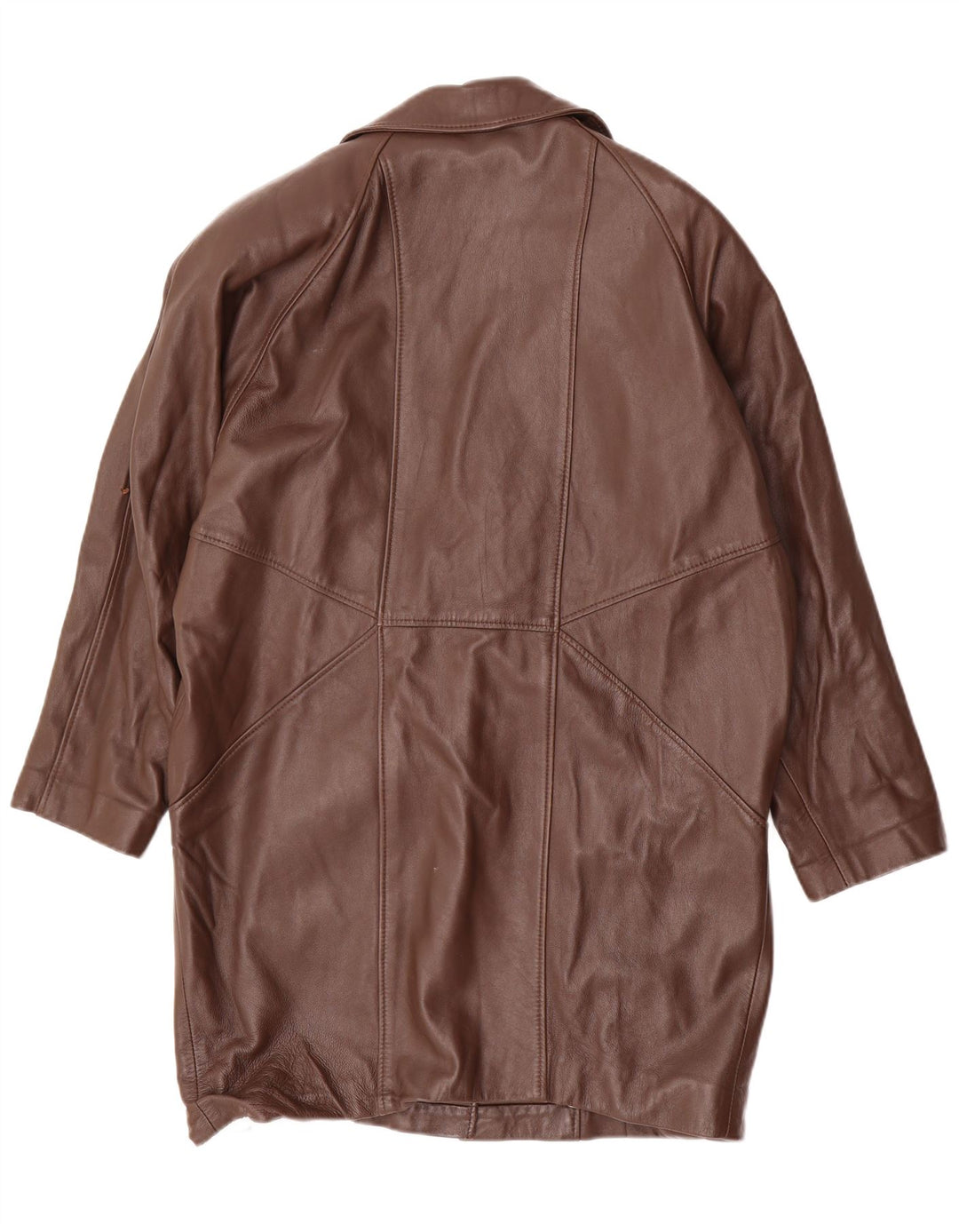 Vintage Damen Übergroßer Ledermantel EU 36 Kleines braunes Leder
