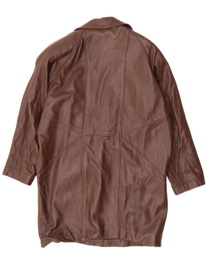Vintage Damen Übergroßer Ledermantel EU 36 Kleines braunes Leder