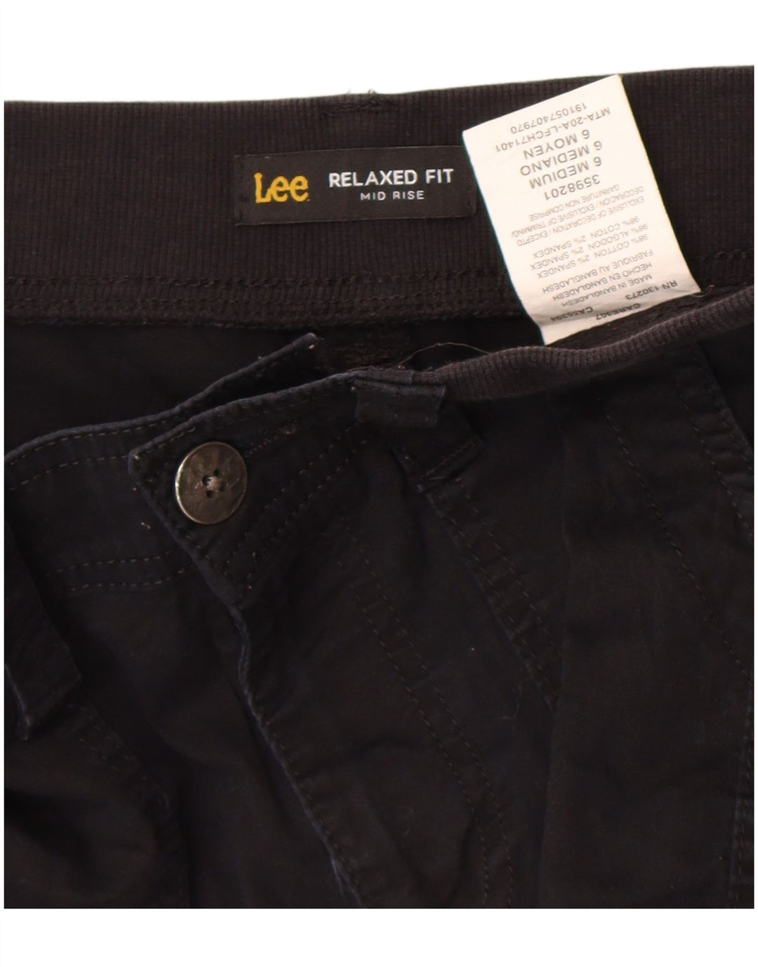 Lee Womens Mid Rise Relaxed Fit Cargo Shorts US 6 Medium W30 Schwarze Baumwolle