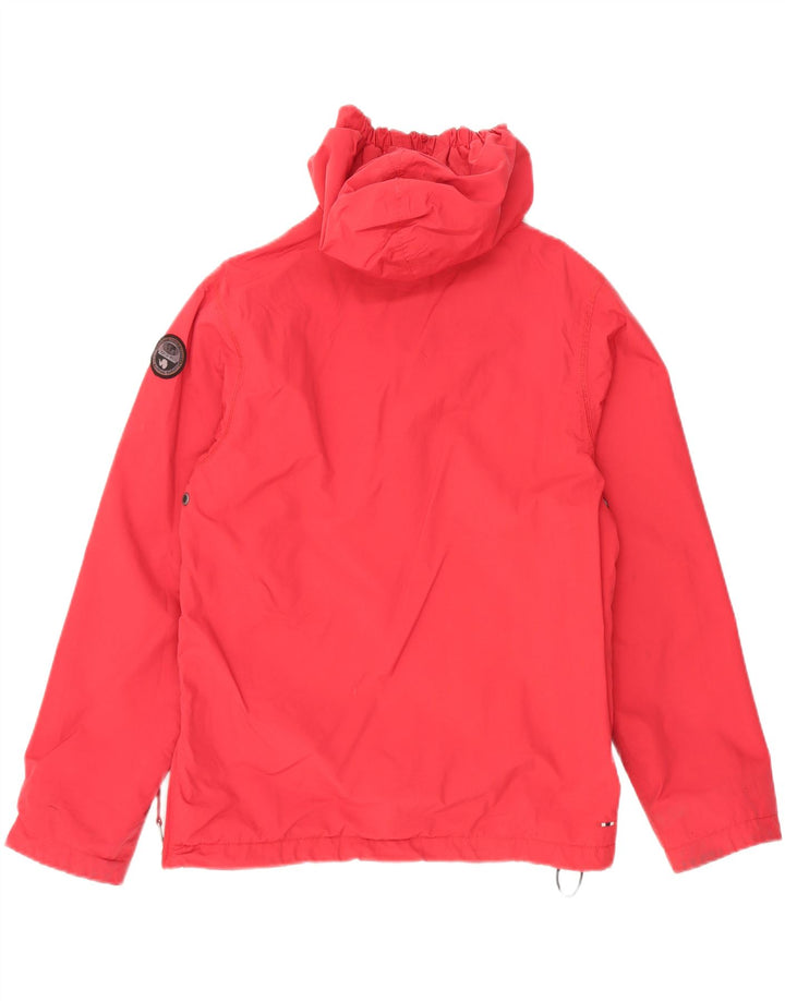 NAPAPIJRI Boys Graphic Hooded Anorak Jacket 13-14 Years Red Polyamide Vintage Napapijri and Second-Hand Napapijri from Messina Hembry 