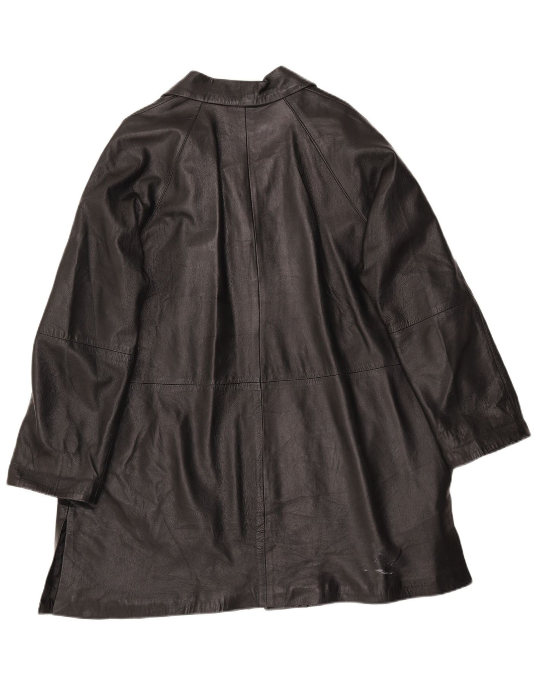 Vintage Damen Übergroßer Ledermantel IT 46 Großes schwarzes Leder