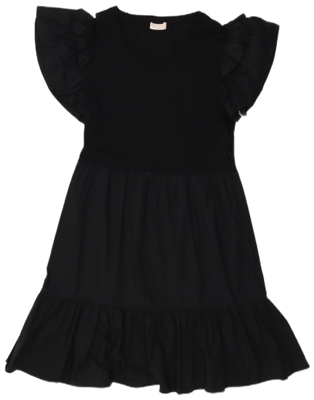 Liu Jo Damen A-Linien-Kleid UK 12 Mittelschwarze Baumwolle