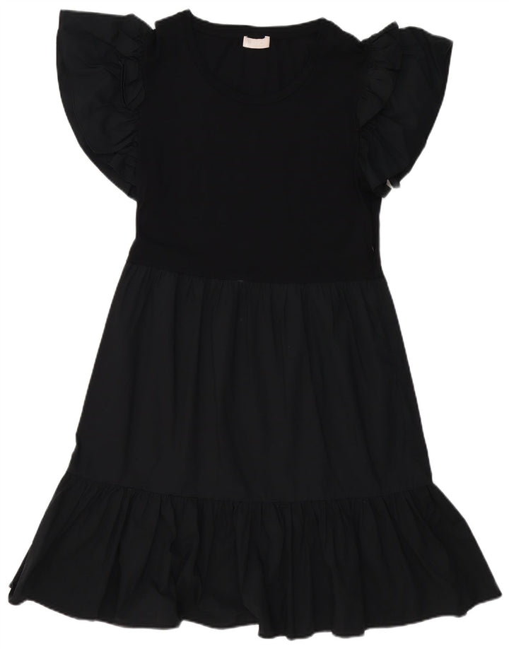Liu Jo Damen A-Linien-Kleid UK 12 Mittelschwarze Baumwolle