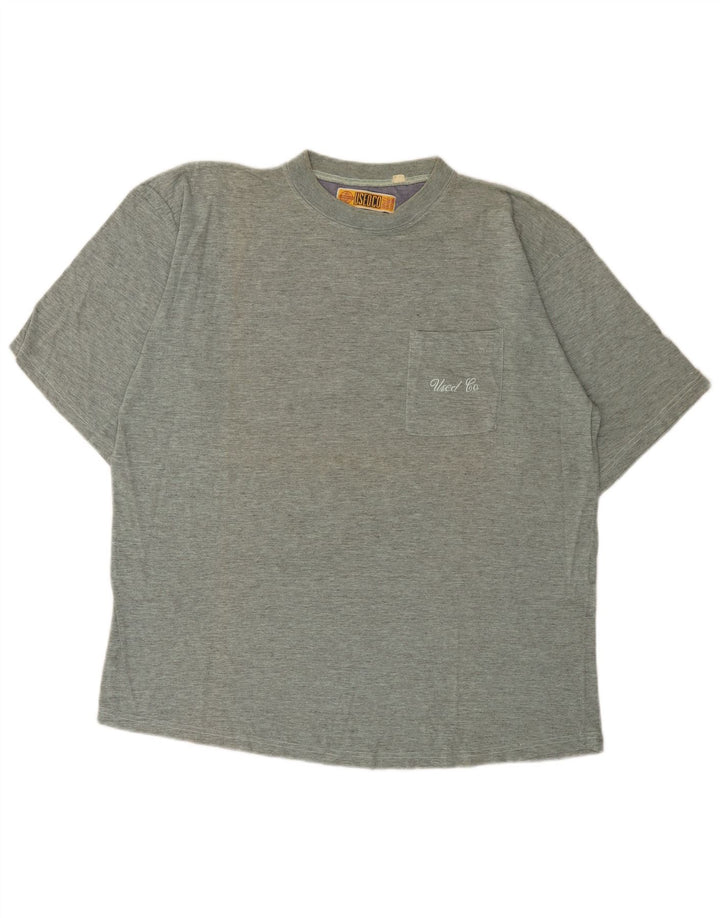 Vintage Herren T-Shirt Top Groß Grau meliert