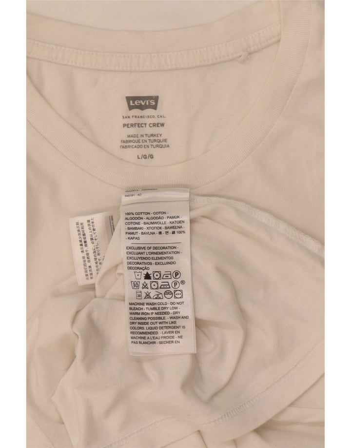 Levi's Damen T-Shirt Top UK 14 Large Weiße Baumwolle
