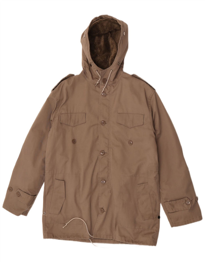Adler Herren Shearling Parka Jacke IT 48 Mittelbraunes Polyester