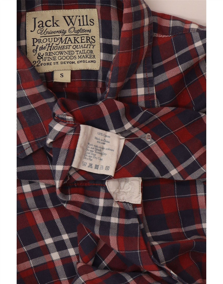 Jack Wills Herrenhemd, klein, rot, kariert, Baumwolle