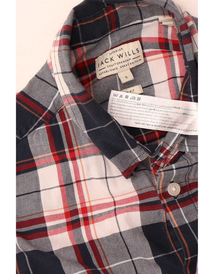 Jack Wills Slim-Fit-Hemd für Herren, klein, marineblau, kariert, Baumwolle