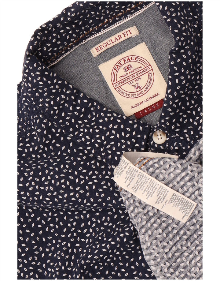 Fat Face Herren-Hemd mit normaler Passform, groß, marineblau gepunktet, Baumwolle